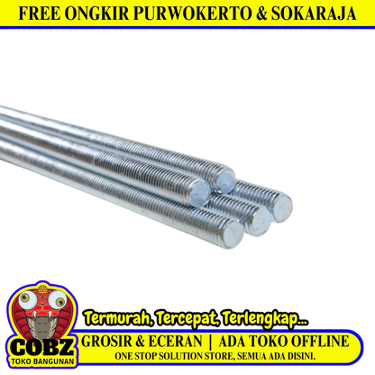 8 MM x 1 M / TM Asdrat Longdrat Baut Panjang Putih Batang