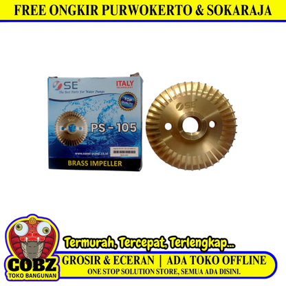 SE PS-105 Impeler Kipas Spare Part Pompa Air Semi Jet Pump Kuningan