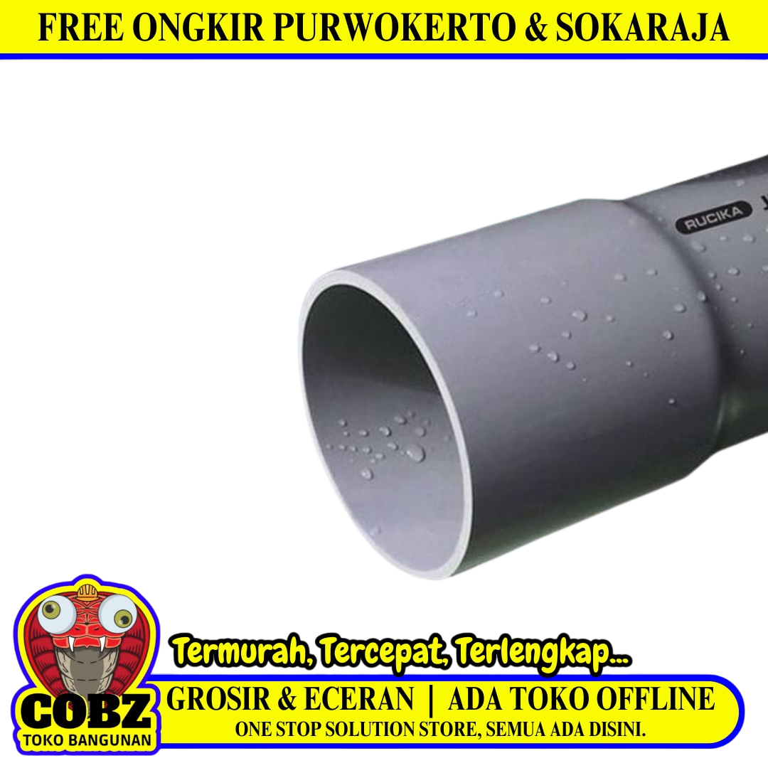 4 IN x 400 CM / RUCIKA AW Lis Abu Abu Pipa Pralon Paralon PVC Abu Abu Batang