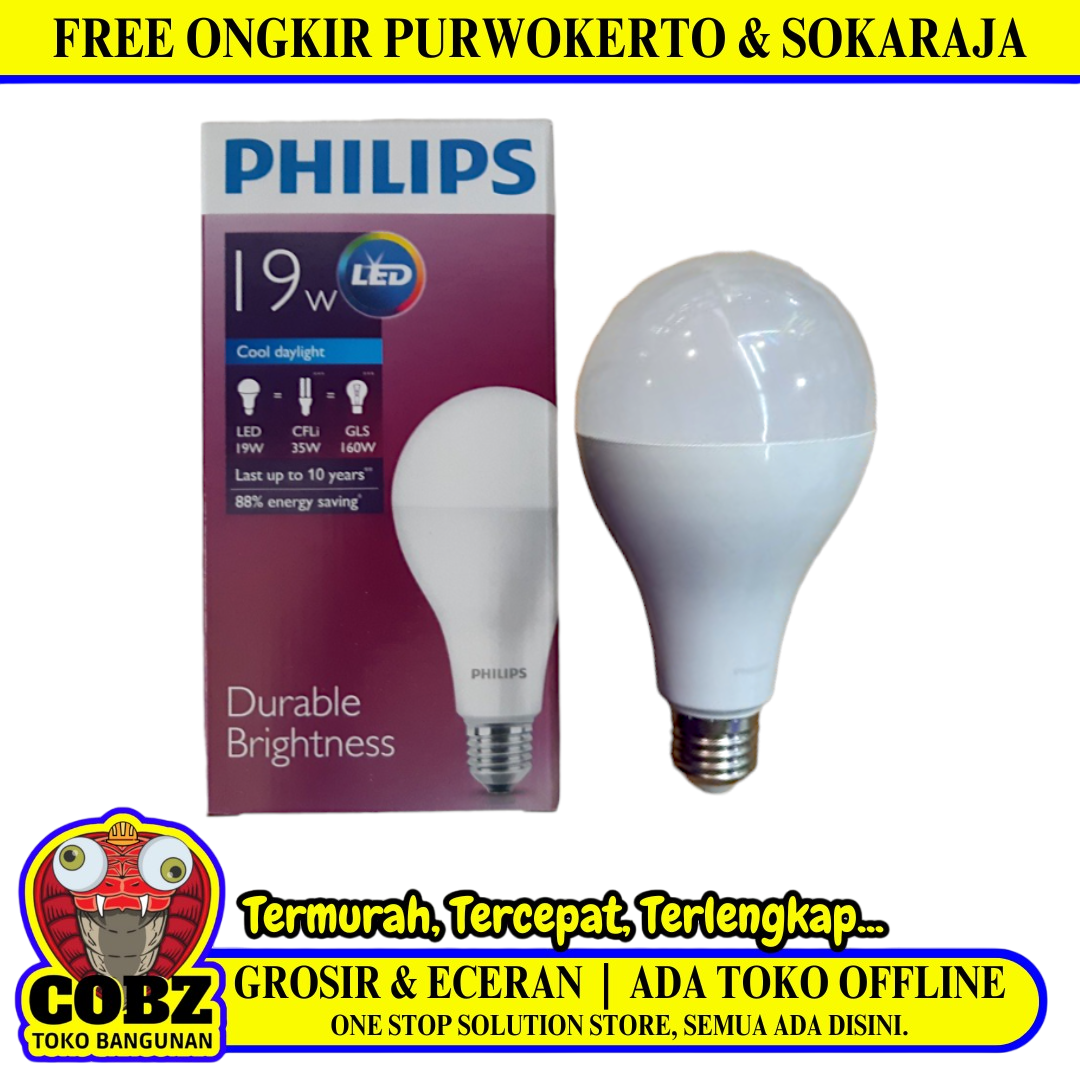 19 WATT / PHILIPS LED B Lampu Bohlam Bulb Cool Daylight