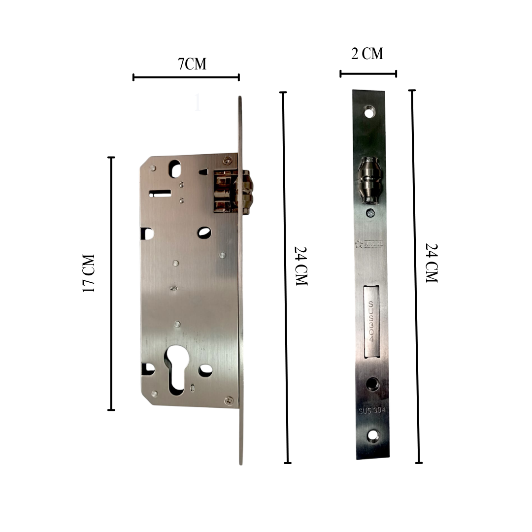 ARCEL Slot Body Kunci Pintu Roller Pelor 2 Rumah Double Besar Set