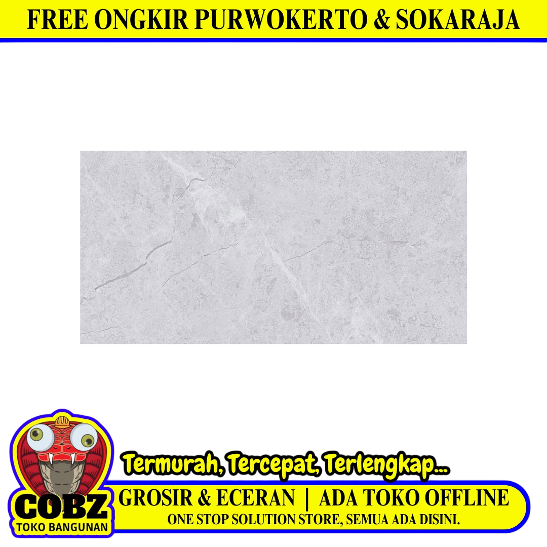 30 CM x 60 CM / PLATINUM TERAMO Keramik Dinding Kamar Mandi Glossy Grey Dus