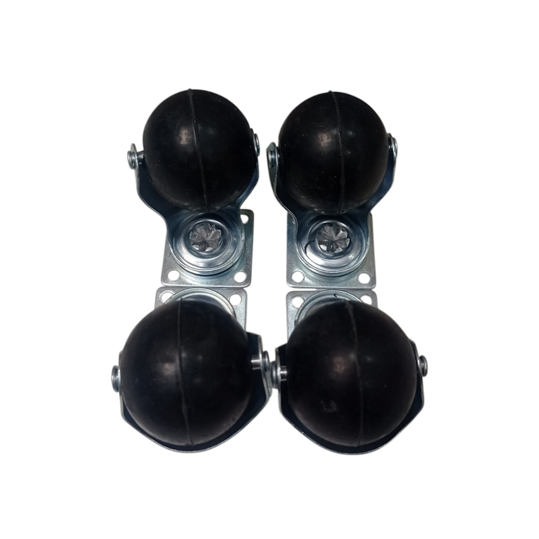2 IN / STALLION Roda Hidup Trolly Bulat Plat 48 MM Karet Hitam 4 Pcs Dus