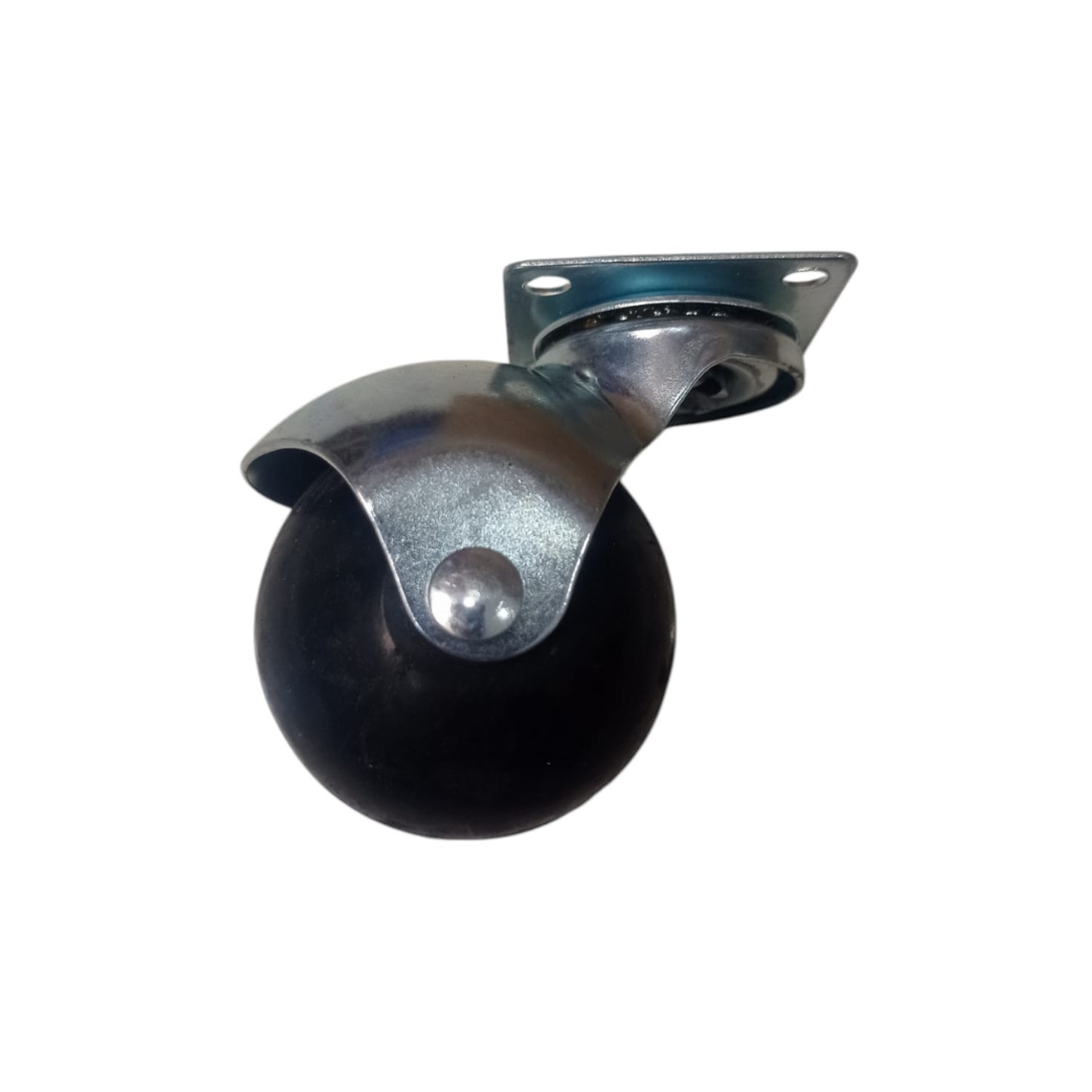 2 IN / STALLION Roda Hidup Trolly Bulat Plat 48 MM Karet Hitam 4 Pcs Dus