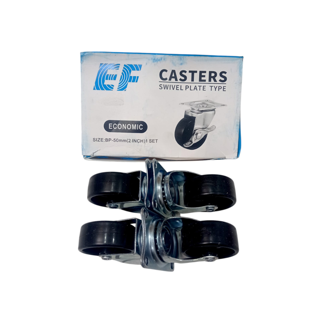 2 IN / EF Roda Hidup Trolly Rem Plat Nylon Hitam Rem