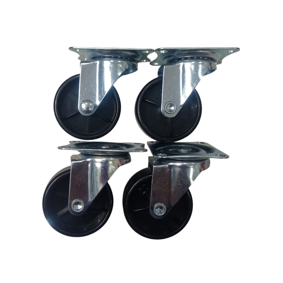 2 IN / EF Roda Hidup Trolly Rem Plat Nylon Hitam Rem