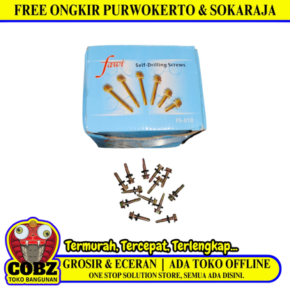 #12 X 25 MM / FAWI Roofing Baut Sekrup Atap Baja Ringan Kuning Dus