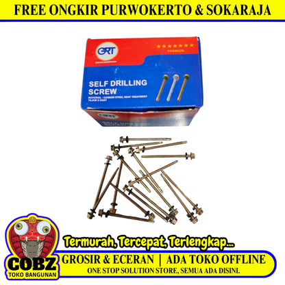 #12 X 70 MM / GRT Roofing Baut Sekrup Atap Baja Ringan Kuning Dus
