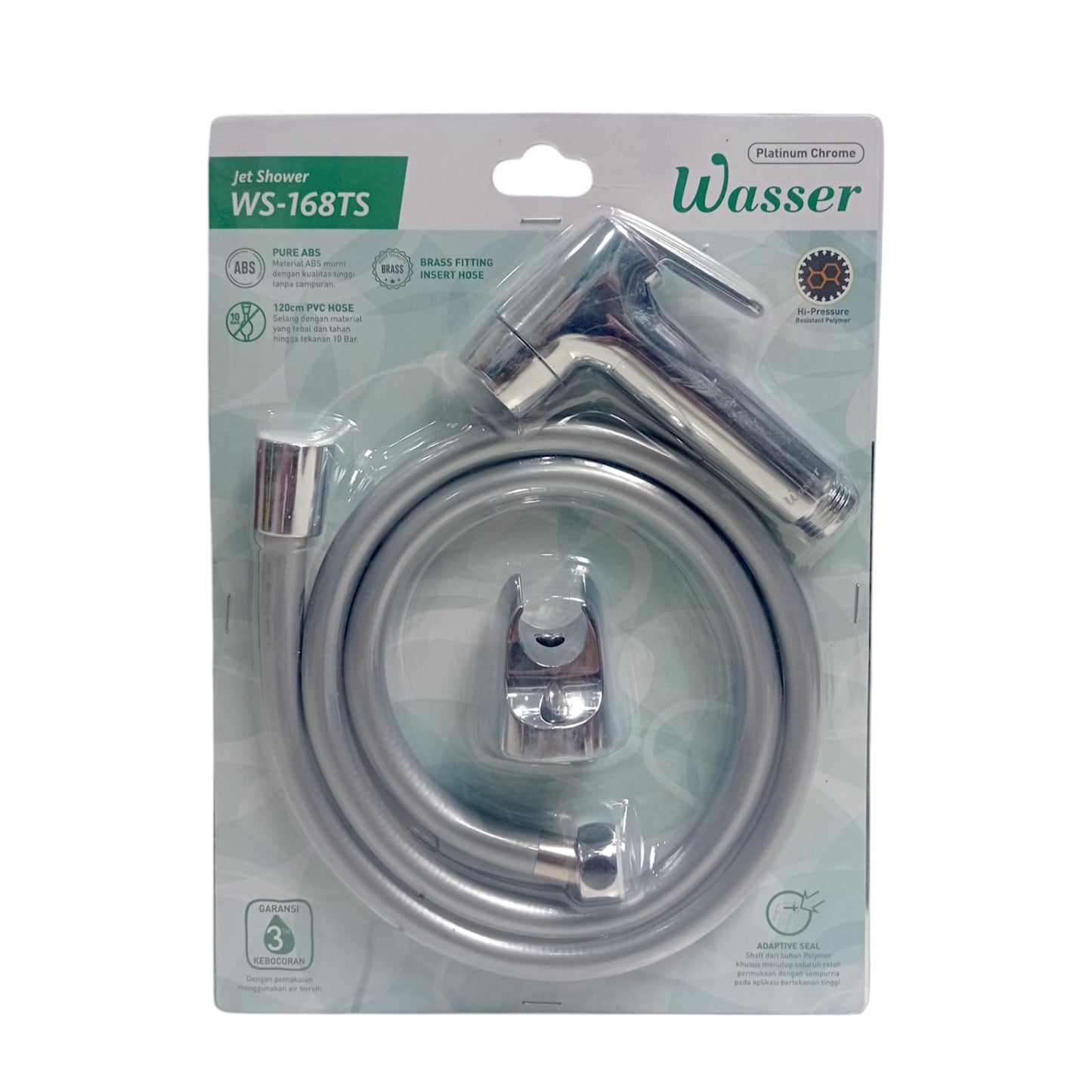 1/2 IN x 120 CM / WASSER WS-168TS PLATINUM CHROME Jet Shower Cebok Toilet Plastik PVC Set