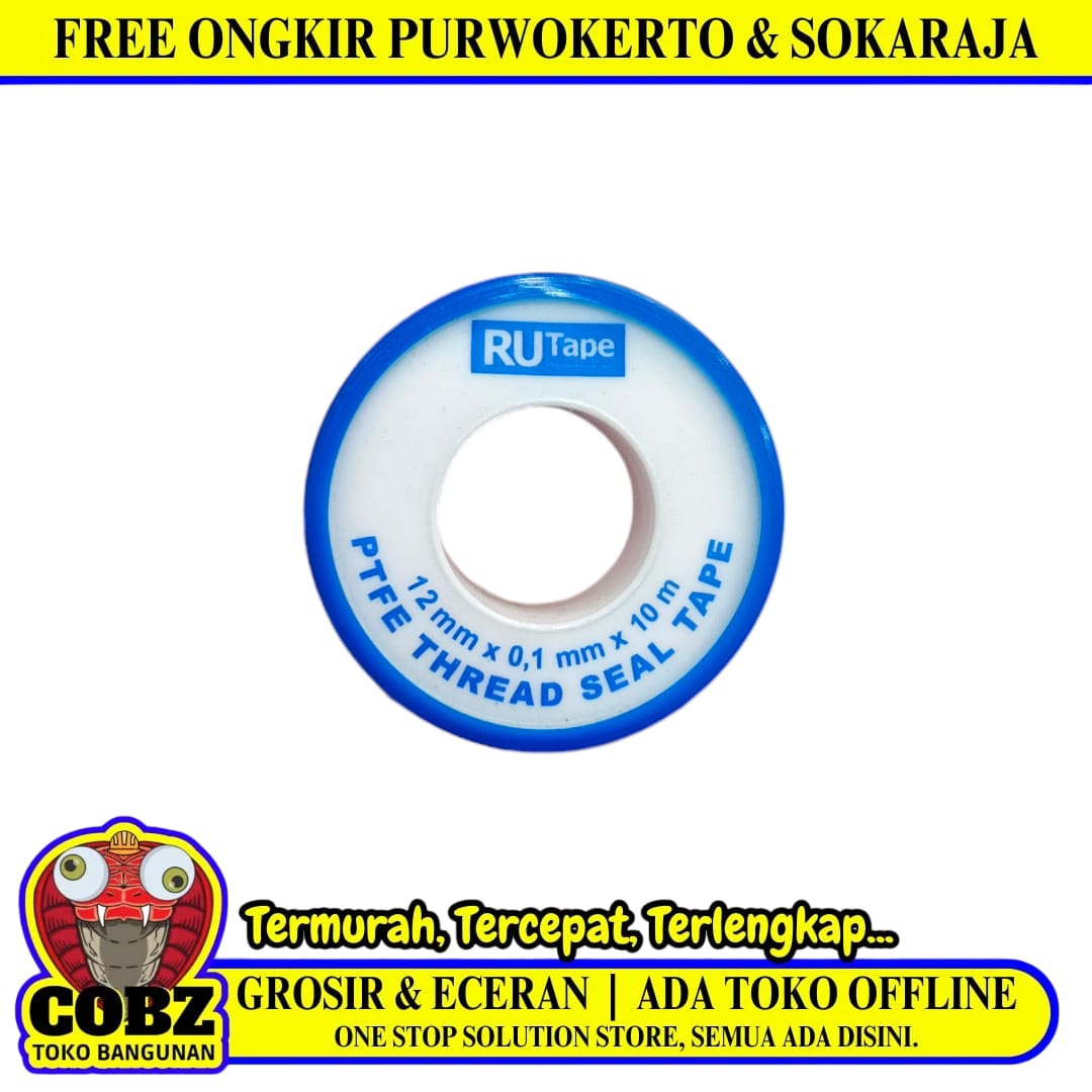 10 M / RUTAPE Seal Tape Siltip TBA Selotip Siltip Isolasi Kran Air