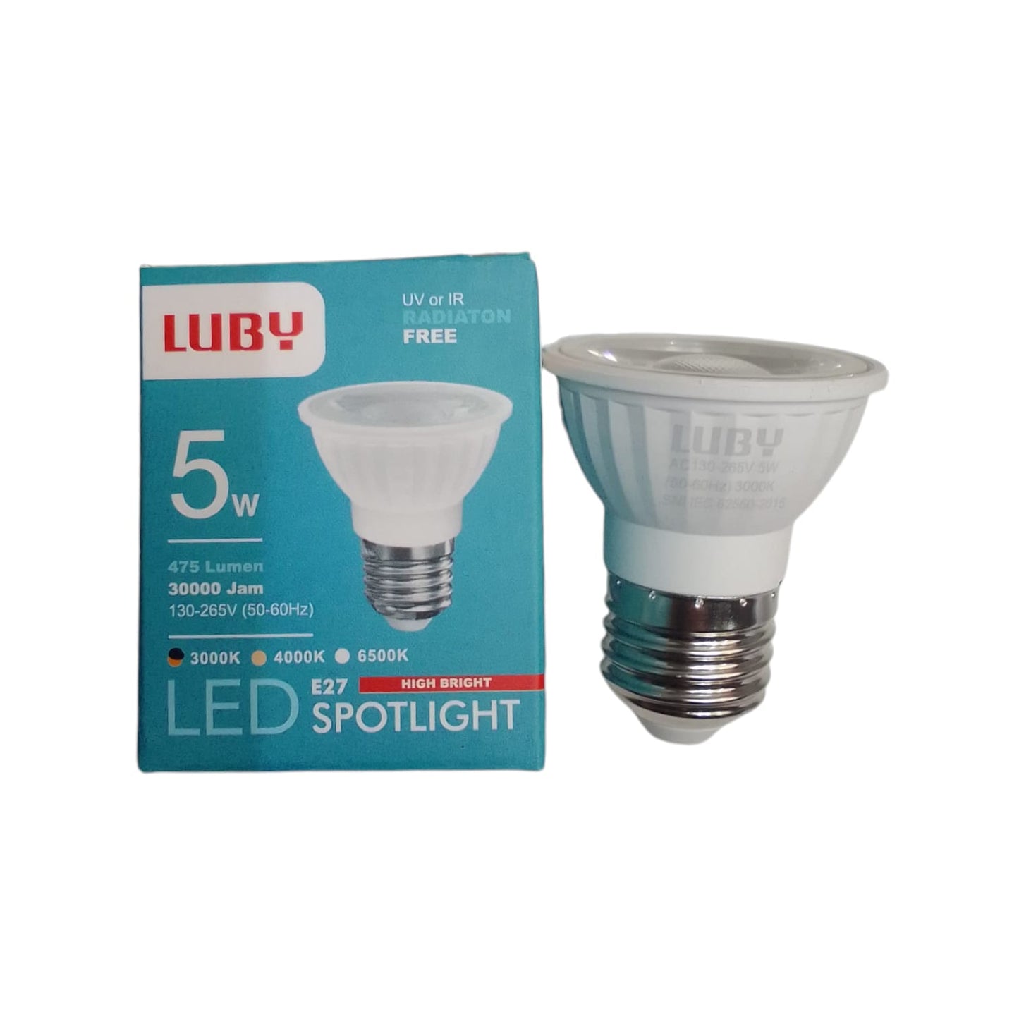 5 W / LUBY 3000 K E27 Lampu Sorot Spot Tracklight LED Warna Putih