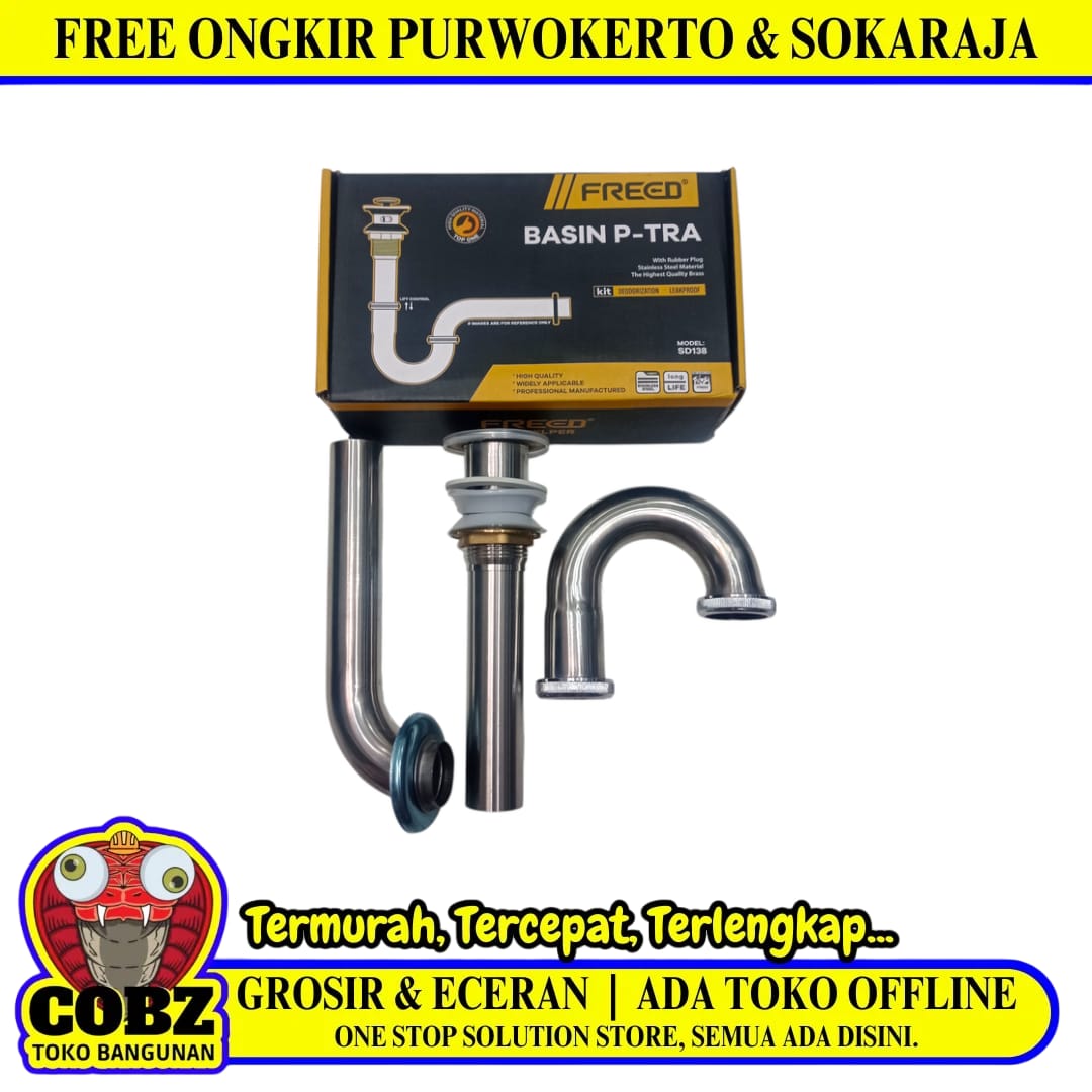 1 1/4 IN / FREED SD138 Sifon Leher Angsa Saringan Wastafel Stainless Set