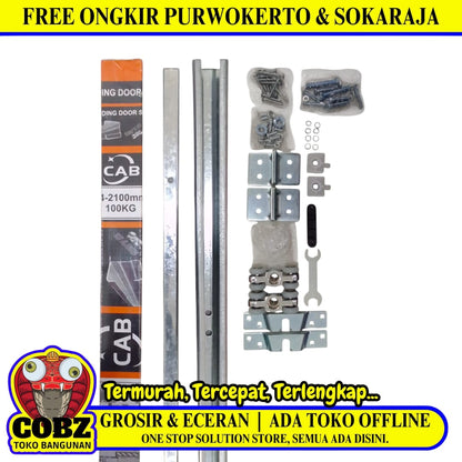 210 CM / CAB J4 Rel Pintu Geser Sliding Door + Roda Set