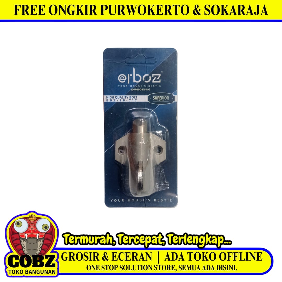 ERBOZ 02 Spring Knife Grendel Kodok Pengunci Jendela Besar SS Silver
