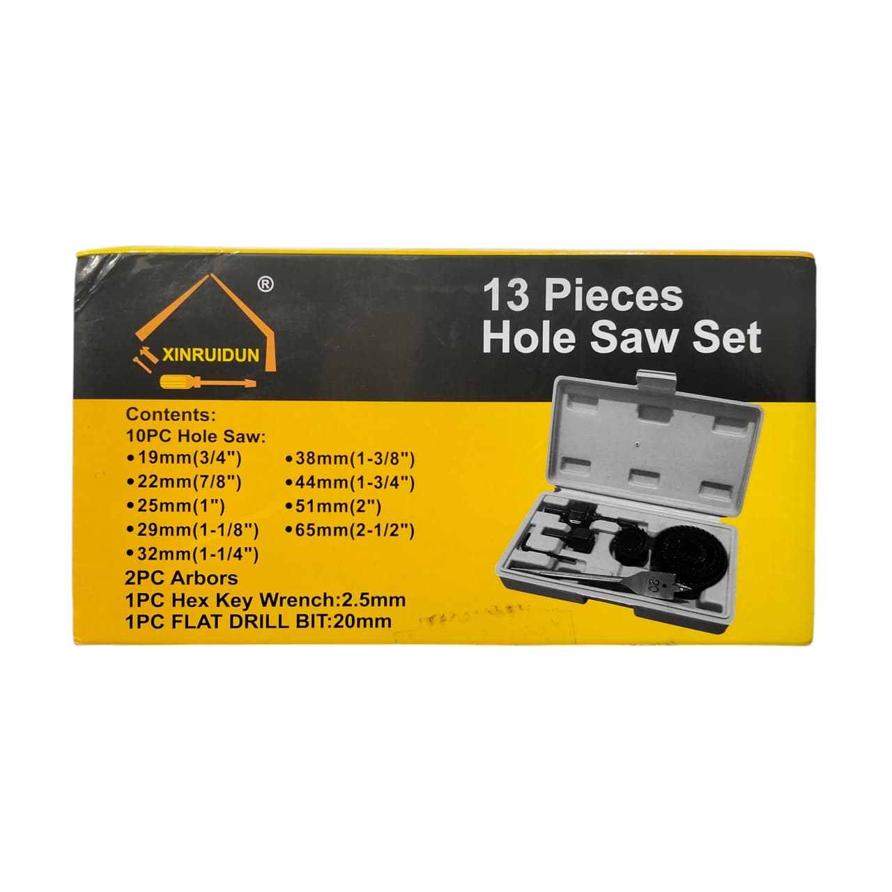 19 MM - 65 MM / XINRUIDUN TCT Hole Saw Mata Bor Hidroponik Pelubang Kayu 13 Pcs Set