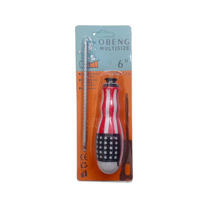 6 IN / BULMA Obeng Screwdriver Two Way Bolak Balik Plus Minus 2 In 1 Gagang Karet