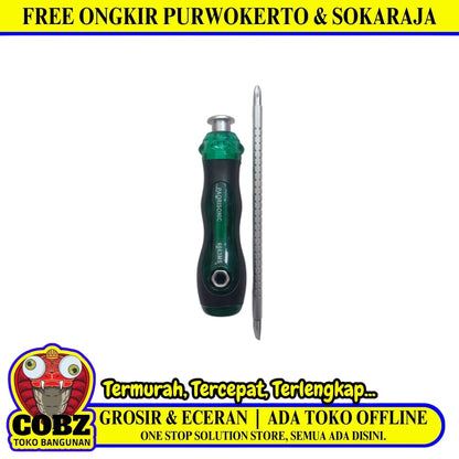 7 IN / PAORISONIC Obeng Screwdriver Two Way Bolak Balik Plus Minus 2 In 1 Gagang Fiber