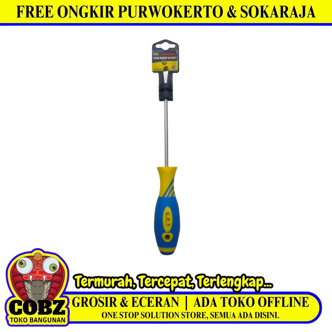 6 IN / CPT NATIONAL Obeng Screwdriver One Way Minus Gagang Karet