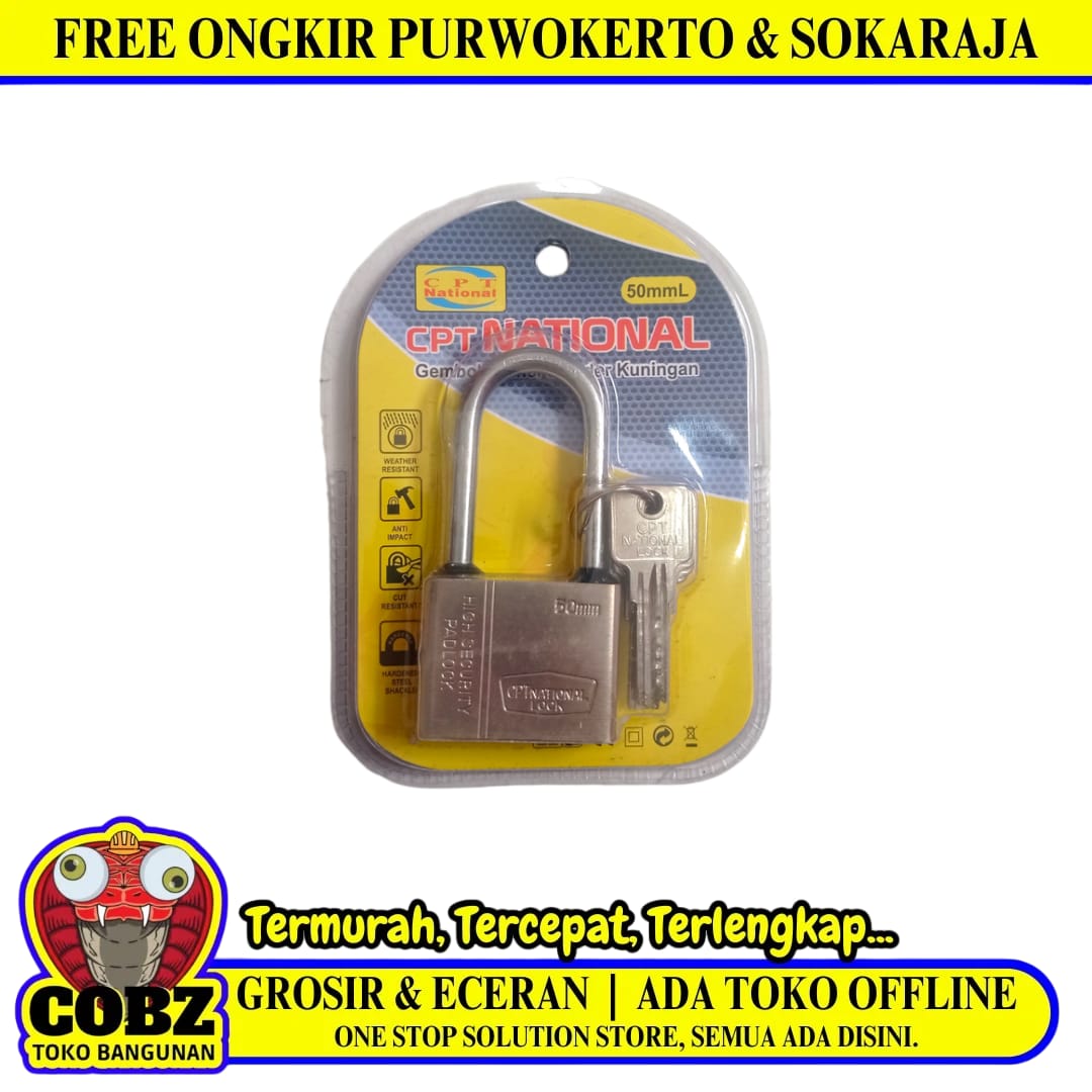 50 MM / CPT NATIONAL Gembok Pintu Pagar Padlock Anti Maling Leher Panjang