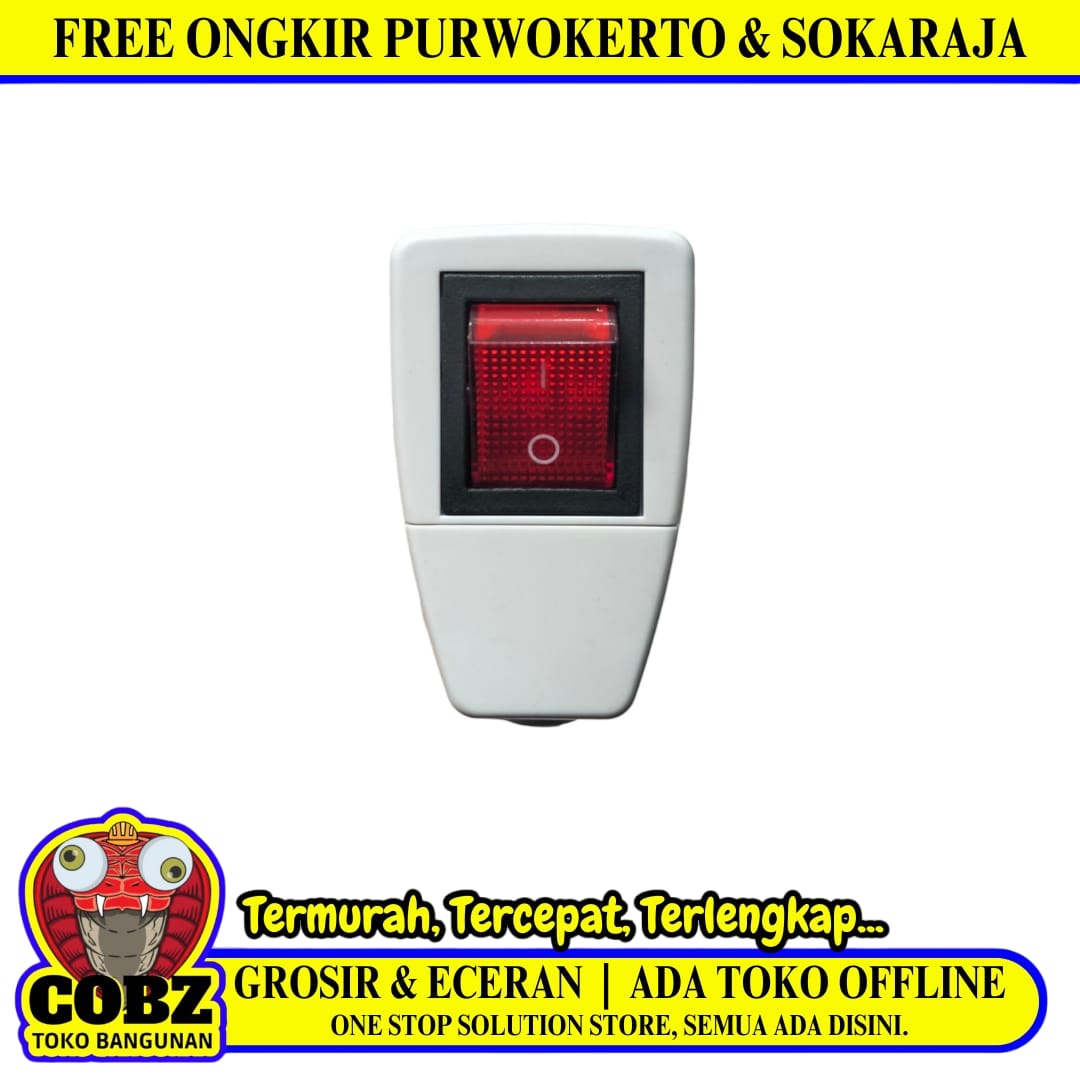 LIGHTHOUSE Steker Jek Colokan Kabel Cowok Male Putih + Switch