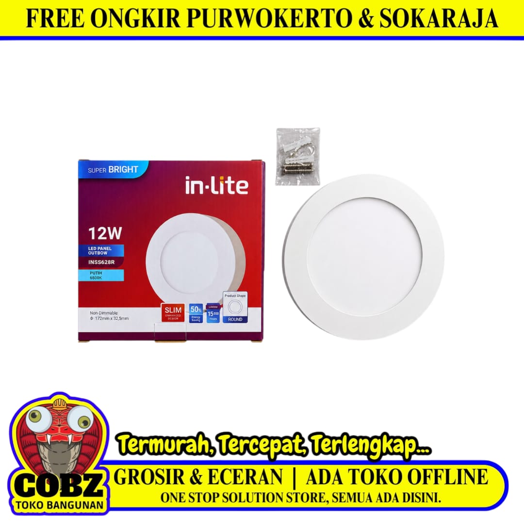 12 WATT / IN-LITE LED OB Downlight Lampu Putih Pcs