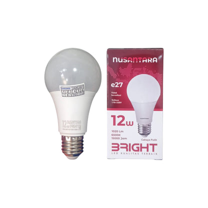 12 WATT / NUSANTARA BRIGHT LED Lampu Bohlam Bulb Moto Putih