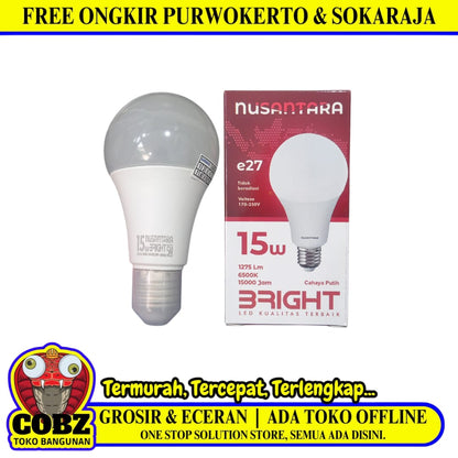 15 WATT / NUSANTARA BRIGHT LED Lampu Bohlam Bulb Moto Putih