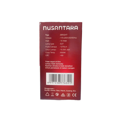 15 WATT / NUSANTARA BRIGHT LED Lampu Bohlam Bulb Moto Putih