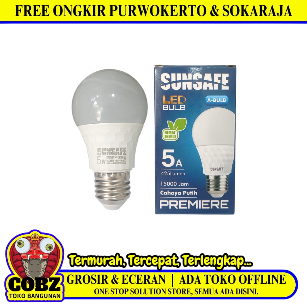 5 WATT / SUNSAFE PREMIERE LED Lampu Bohlam Bulb Moto Putih