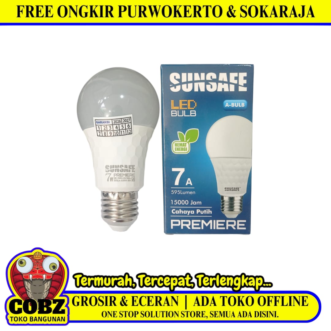 7 WATT / SUNSAFE PREMIERE LED Lampu Bohlam Bulb Moto Putih