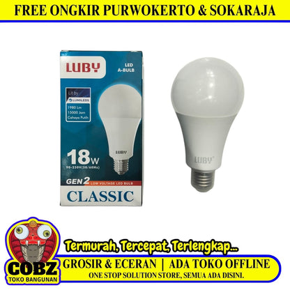 18 WATT / LUBY CLASSIC GEN 2 LED Lampu Bohlam Bulb Moto Putih