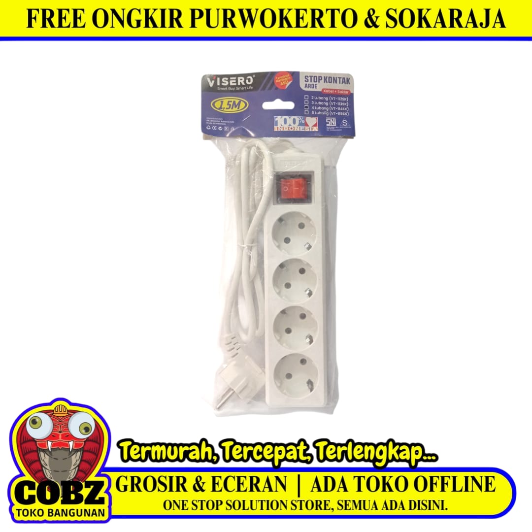 4 LUBANG x 150 CM / VISERO Stop Kontak Colokan Terminal Kabel 1.5 M