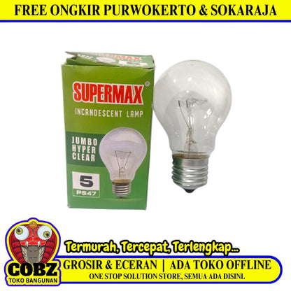 5 WATT / SUPERMAX PS-47 Lampu Bohlam Pijar Penghangat Ternak Ayam Kuning
