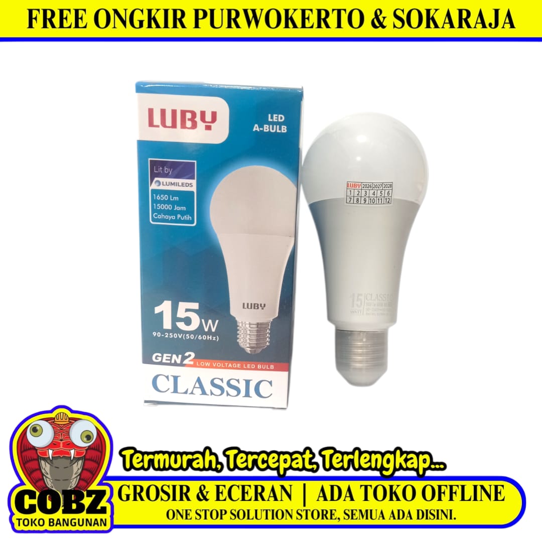 15 WATT / LUBY CLASSIC GEN 2 LED Lampu Bohlam Bulb Moto Putih