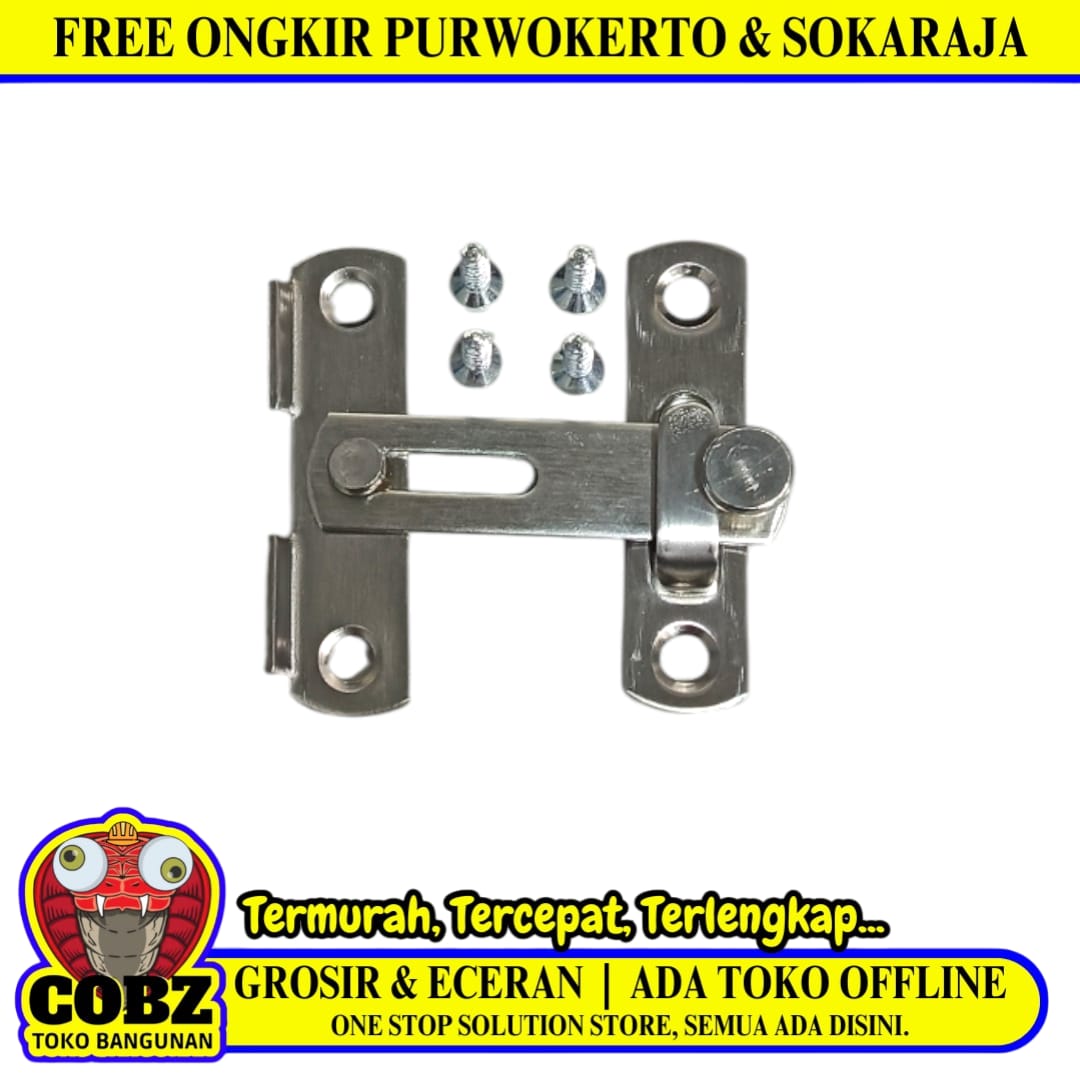 COBZ 01 Grendel Pintu Geser Sliding Door Lurus Stainless Set