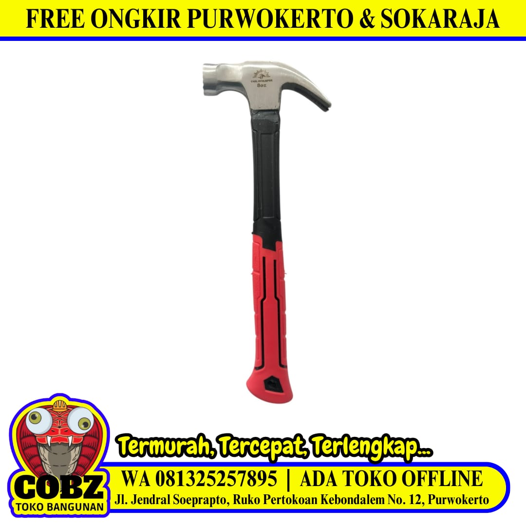 8 OZ / CARL SCHLIEPER Palu Martil Kambing Tanduk Congkel Paku Gagang Karet