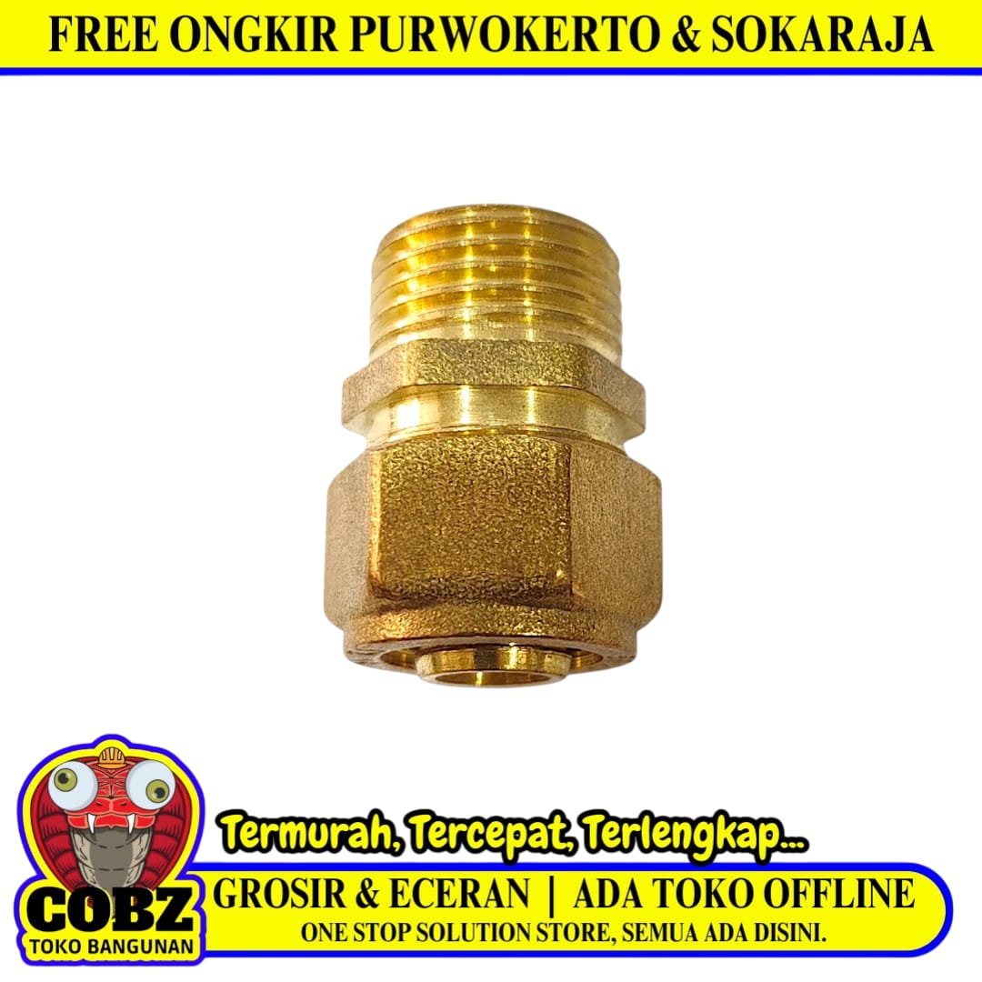 S 16 x 1/2 IN / TM Sok Selang Pex Drat Luar Ke Pipa Kuningan