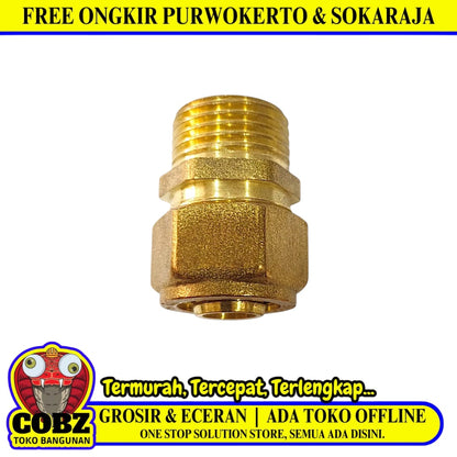 S 16 x 1/2 IN / TM Sok Selang Pex Drat Luar Ke Pipa Kuningan