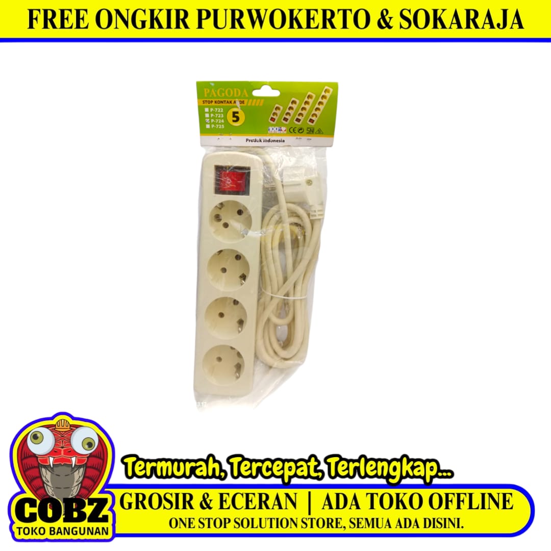 4 LUBANG x 500 CM / PAGODA P-724 Stop Kontak Colokan Terminal Kabel 5 M