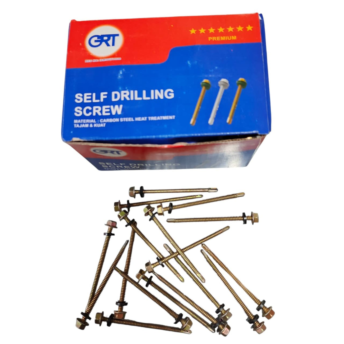 #12 X 70 MM / GRT Roofing Baut Sekrup Atap Baja Ringan Kuning Dus