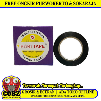 3/4 IN / HOKI TAPE Isolasi Kabel Listrik Tahan Panas Electrical Tape Hitam