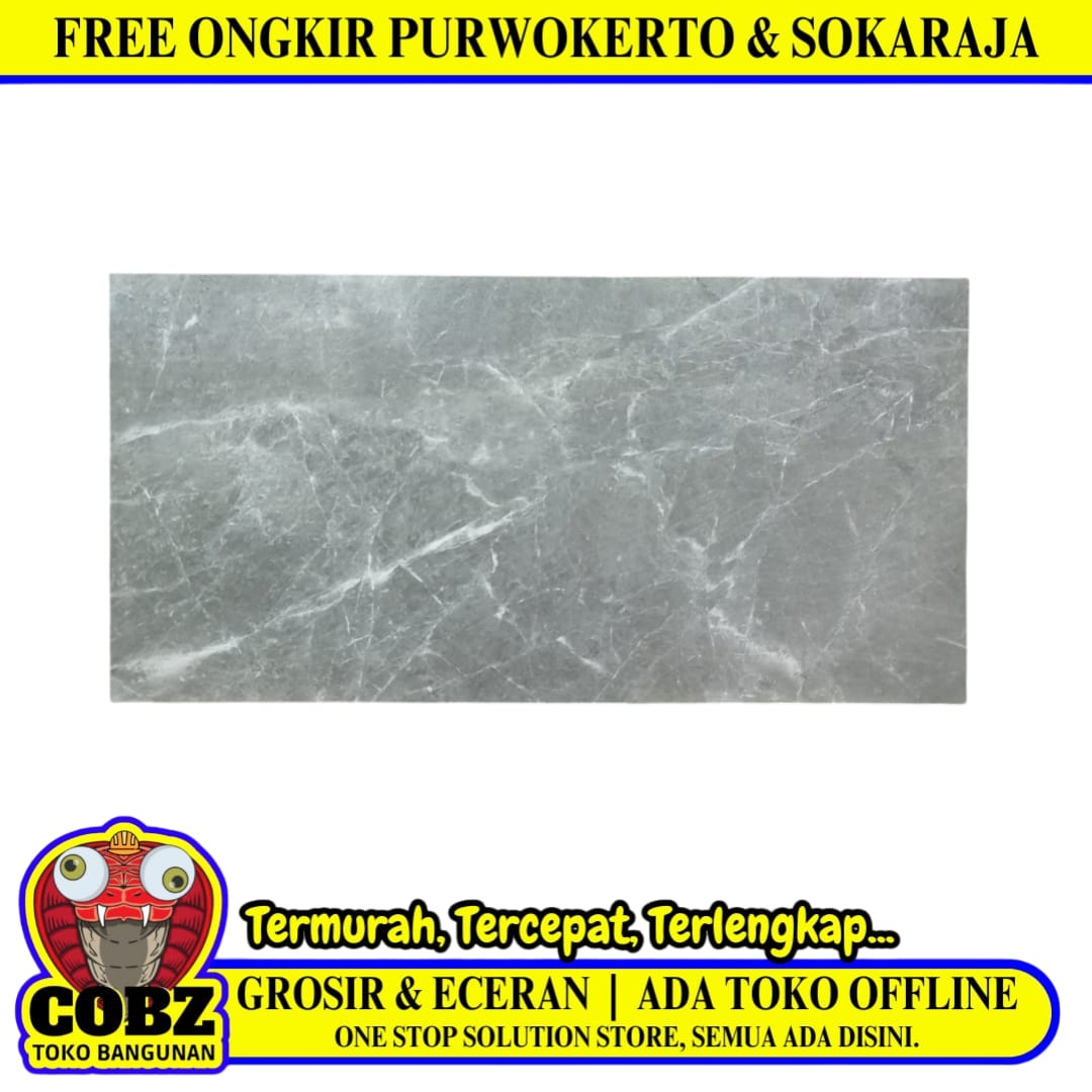 60 CM x 120 CM / SERENITY VALE DARK GREY Granit Dinding Kamar Mandi Glossy Dus