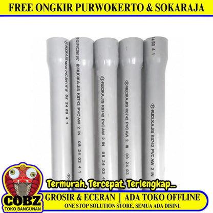 2 IN x 4 M / RUCIKA AW Lis Abu Abu Pipa Pralon Paralon PVC Abu Abu Batang