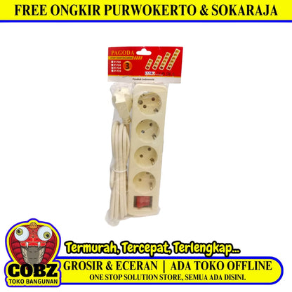 4 LUBANG x 300 CM / PAGODA Stop Kontak Colokan Terminal Kabel 3 M