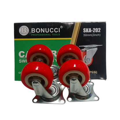 2 IN / BONUCCI Roda Hidup Trolly Gepeng 50 MM Nylon Merah 4 Pcs Dus