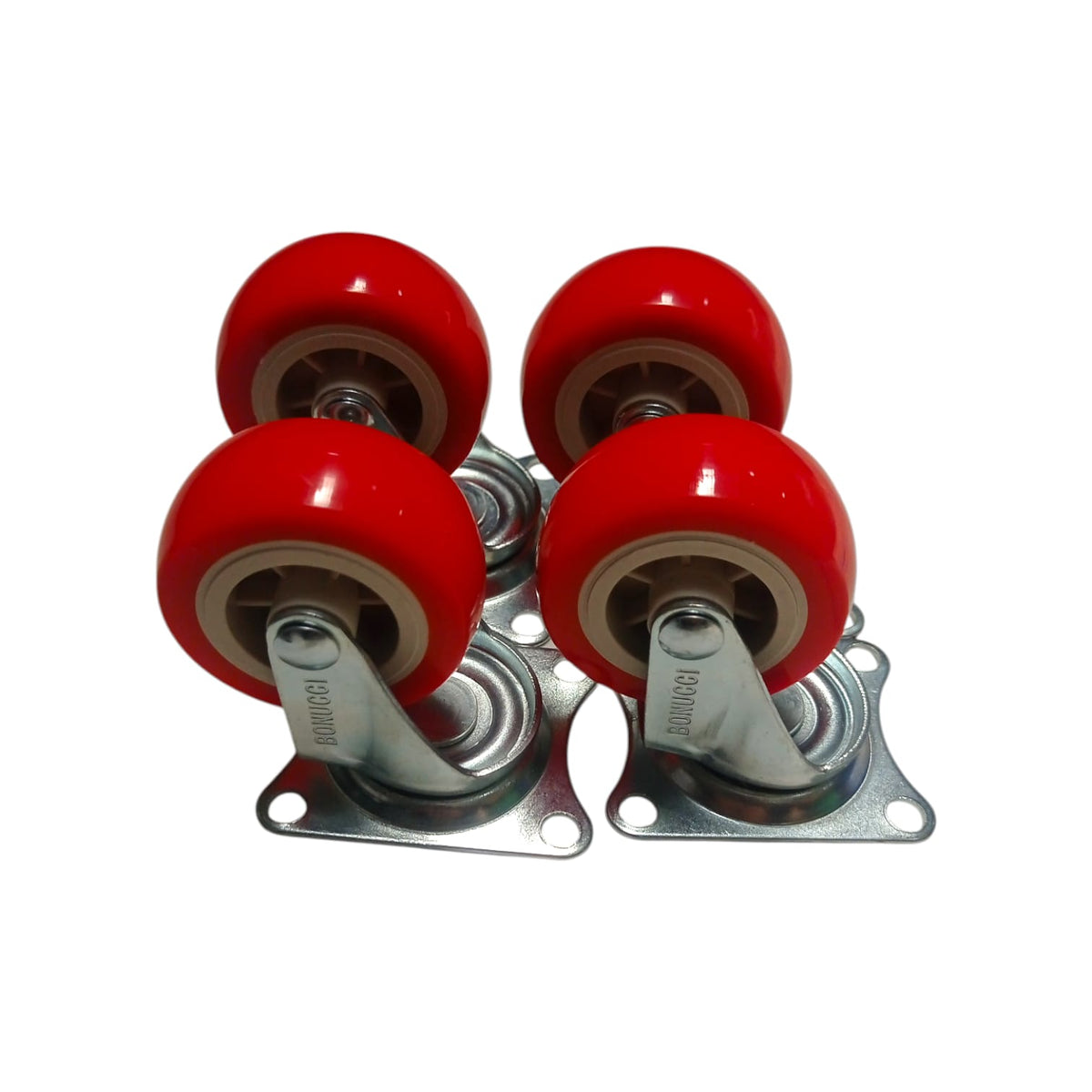2 IN / BONUCCI Roda Hidup Trolly Gepeng 50 MM Nylon Merah 4 Pcs Dus