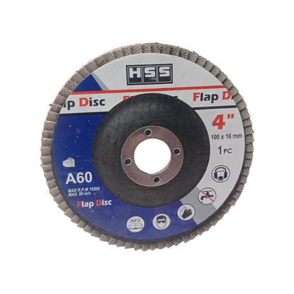 4 IN x GRIT 60 / HSS Flap Disc Mata Gernda Amplas Susun Kipas