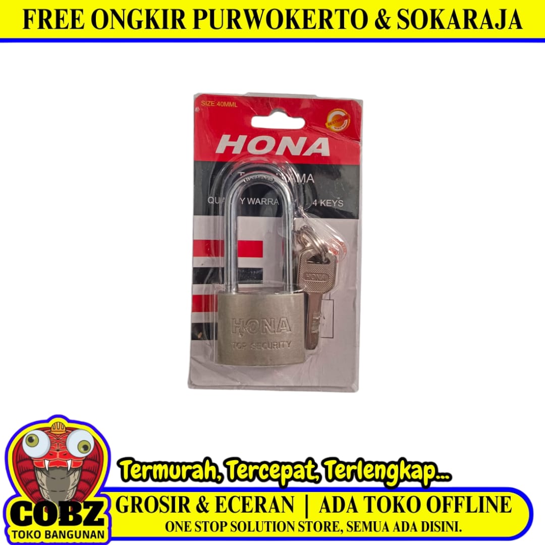 40 MM / HONA Gembok Pintu Pagar Padlock Anti Maling Leher Panjang