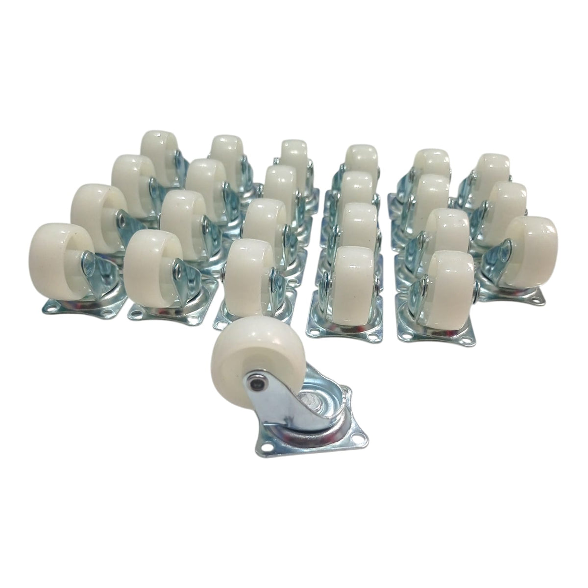 1 IN / NSK Roda Hidup Trolly Gepeng Plat 30 MM Nylon Putih 24 Pcs Dus
