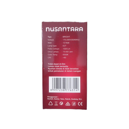 12 WATT / NUSANTARA BRIGHT LED Lampu Bohlam Bulb Moto Putih